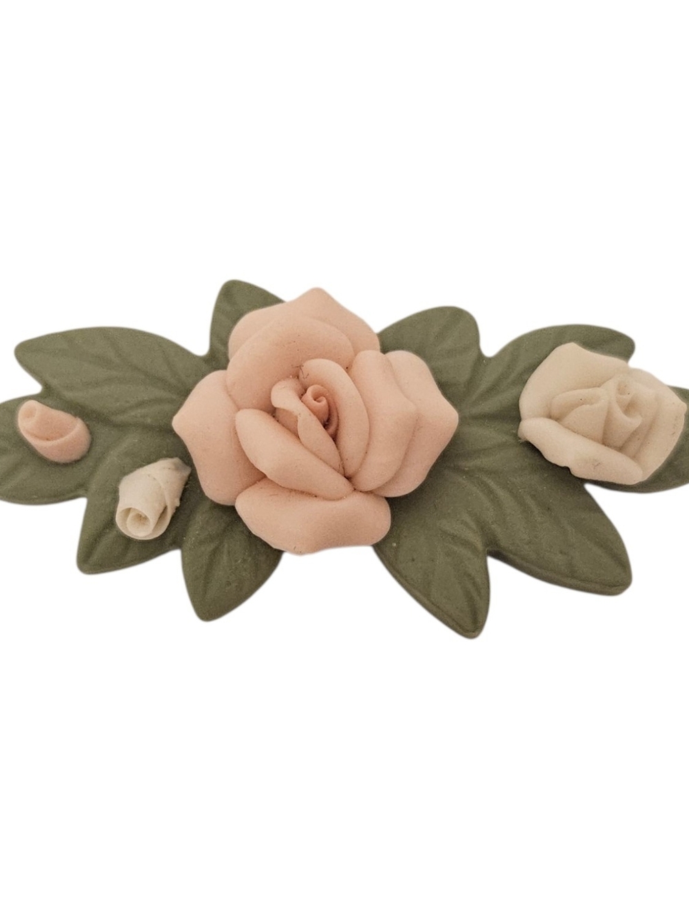 Vtg Ceramic Rose Brooch Vintage Floral Grannycore Cottagecore